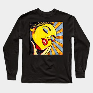 Pop art close up of a woman Long Sleeve T-Shirt